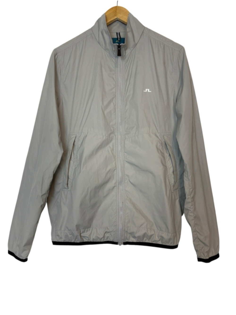 J.Lindeberg Becket Golf Packable Jacket Men's M Lightweight Full Zip Gray Nylon